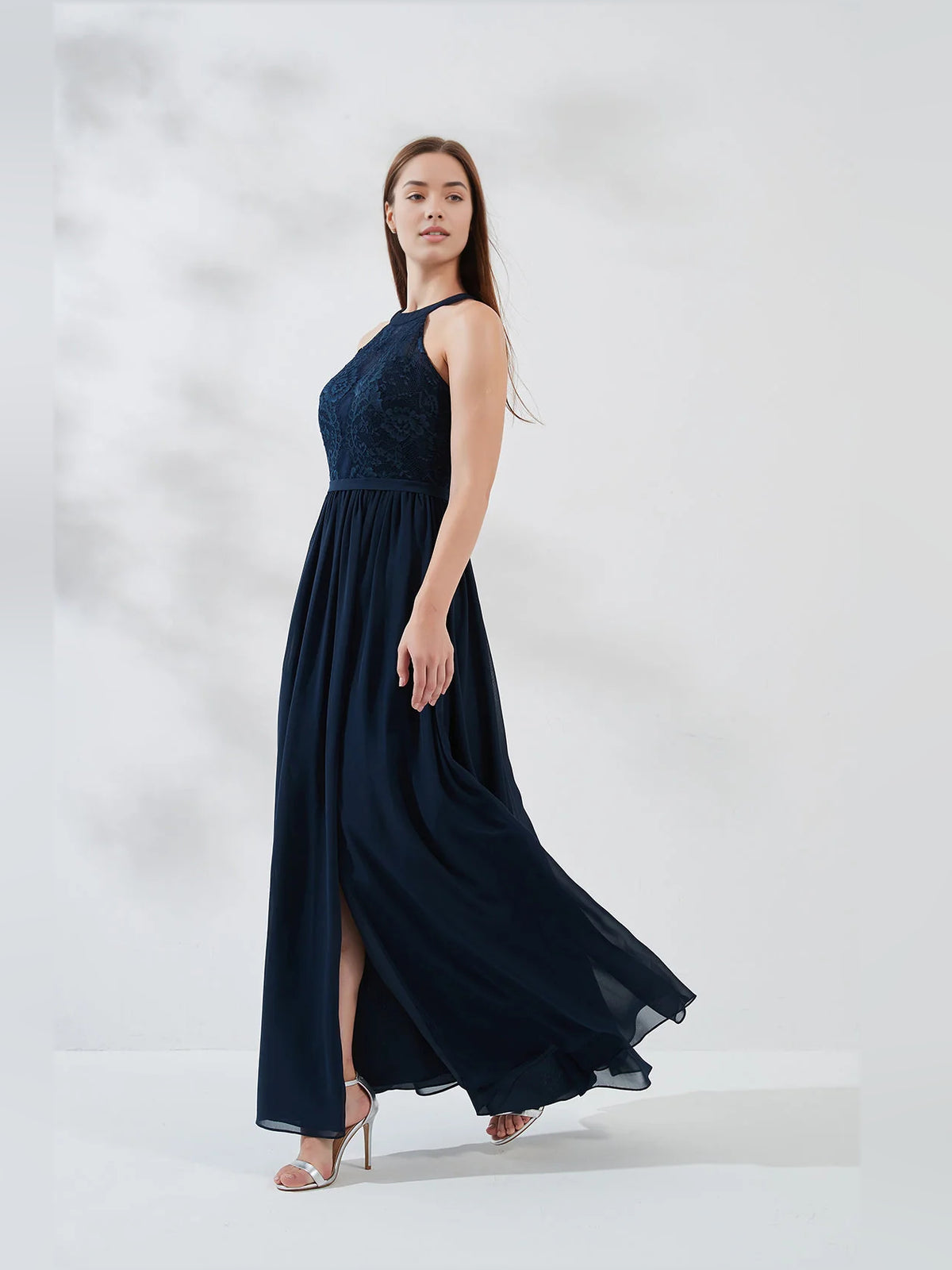 Dark Navy floor-length bridesmaid dress, alternate view showing the overall dress design