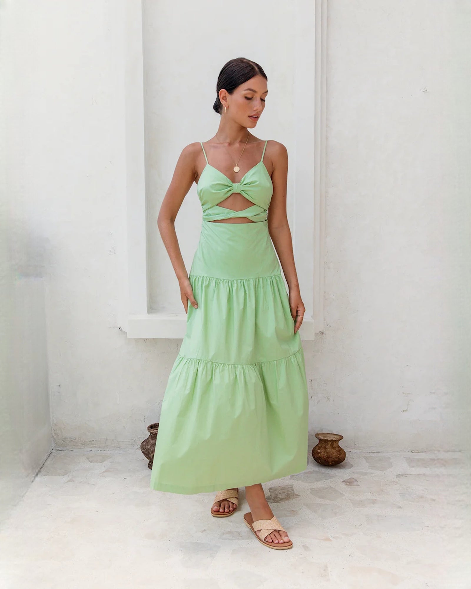 sleeveless chiffon a-line maxi bridesmaid dress - image 4