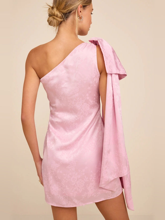 Light Pink mini homecoming dress, alternate view showing the overall dress design
