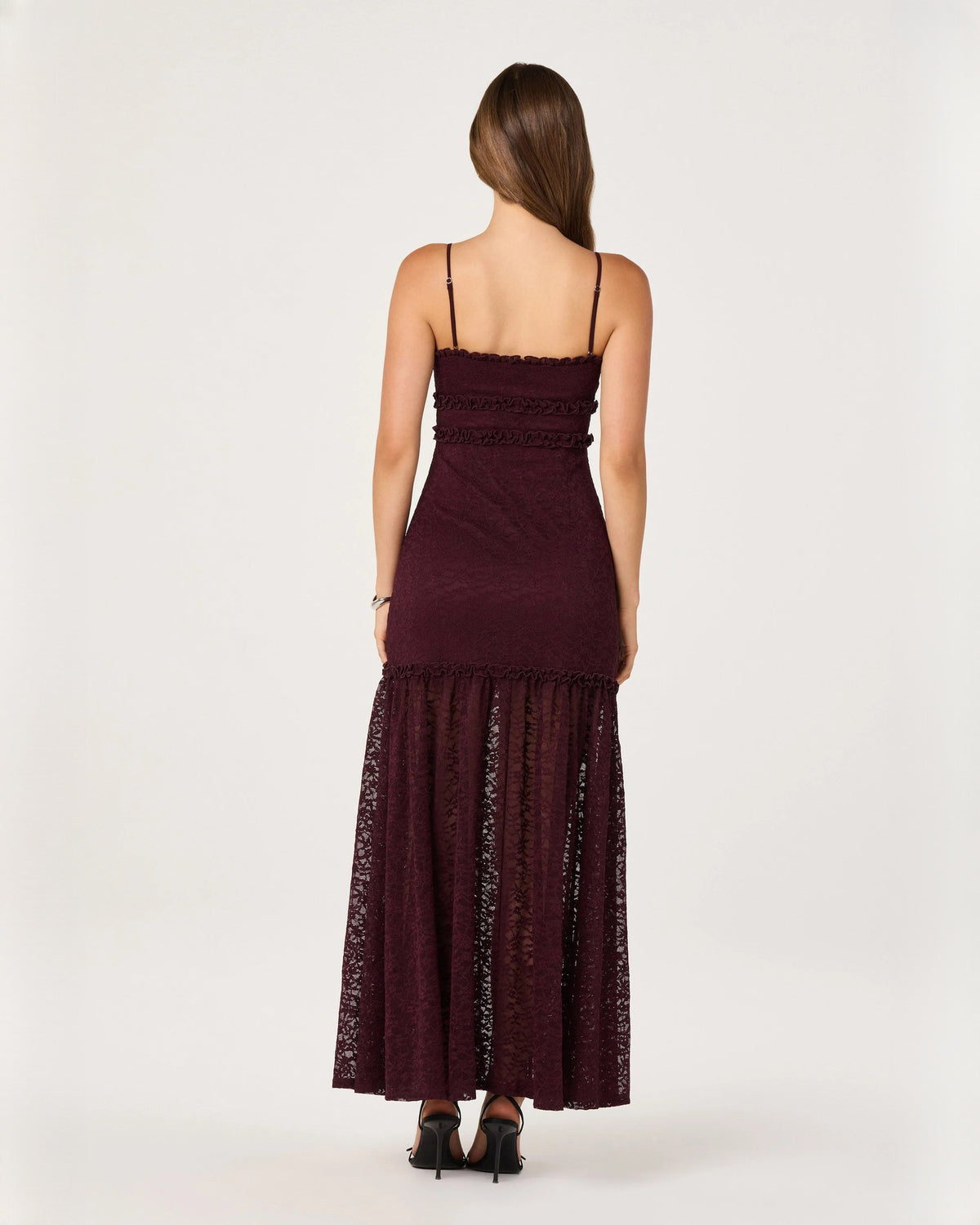 sleeveless mesh a-line maxi bridesmaid dress - image 4