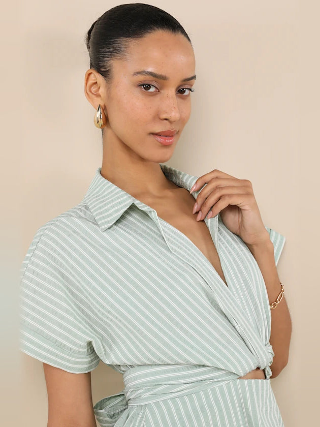 Green mini homecoming dress, alternate view showing the overall dress design