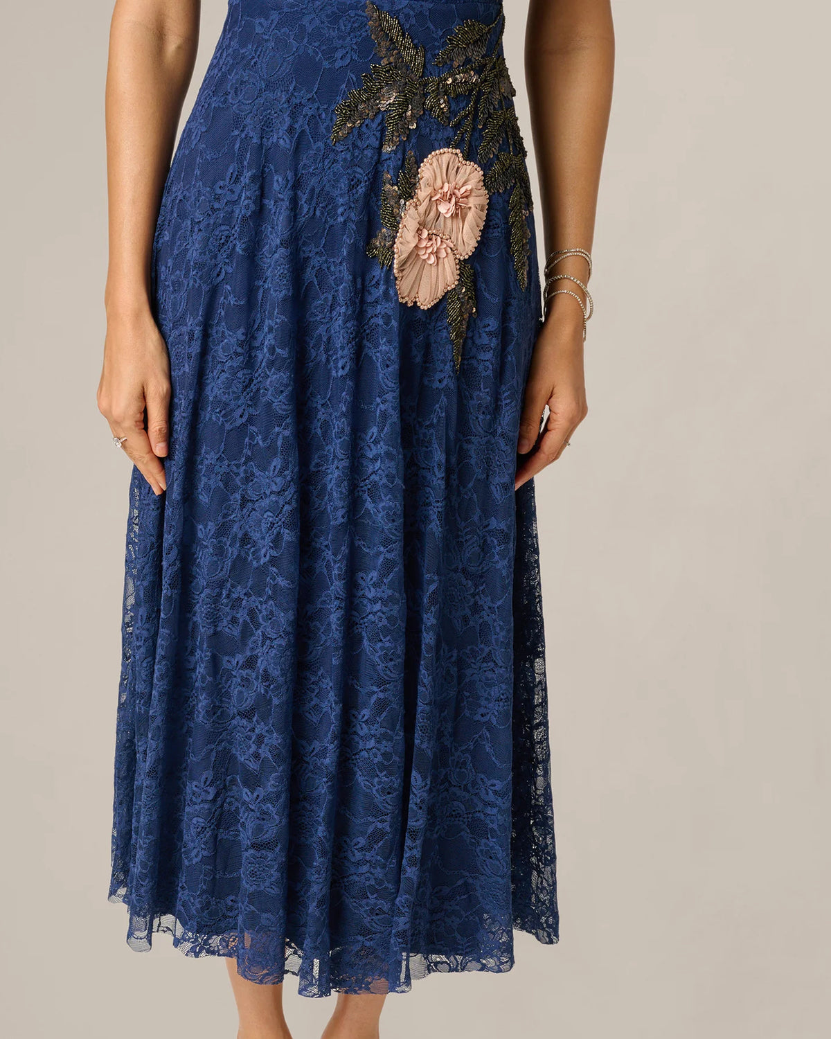 off-shoulder a-line midi mother of the bride dress - image 4