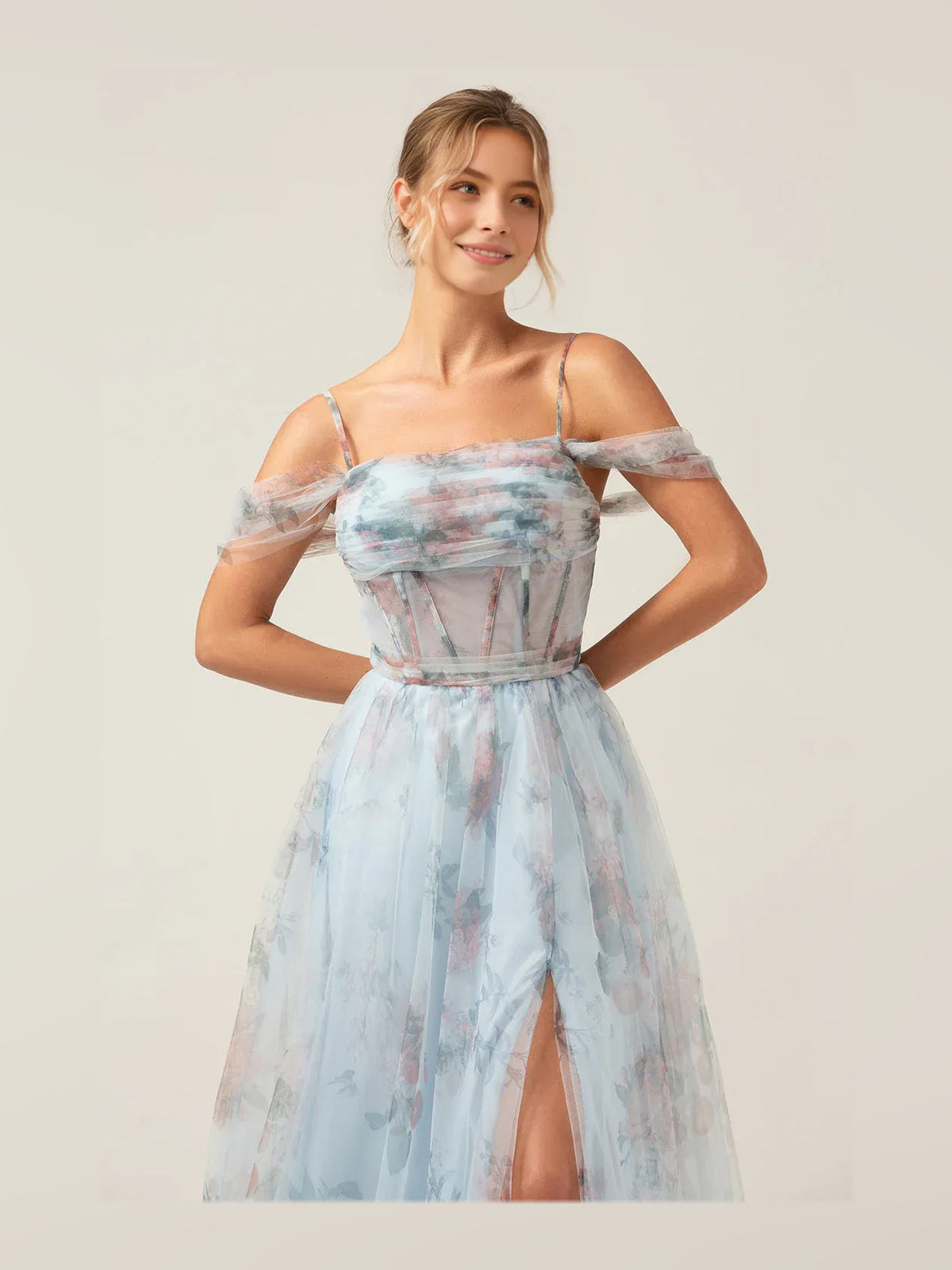 As Picture floor-length prom dress, alternate view showing the overall dress design