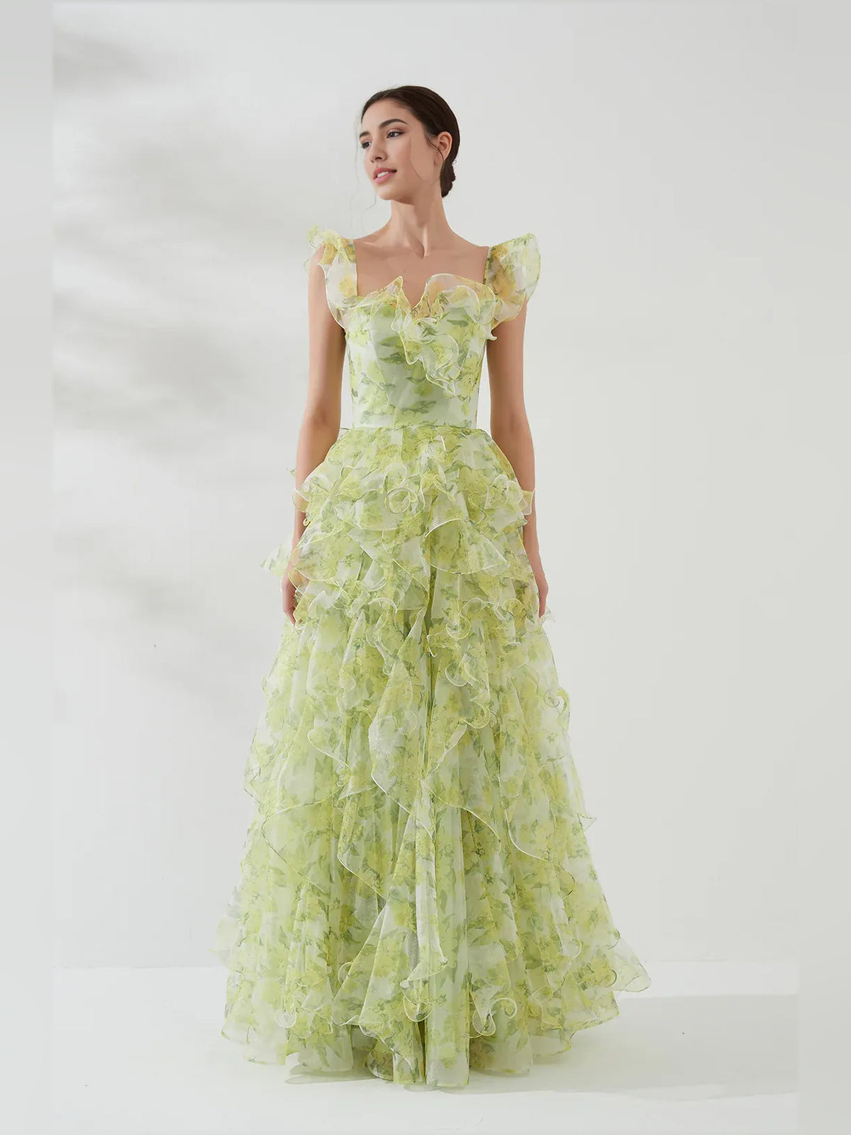 Sage Green floor-length prom dress, alternate view showing the overall dress design