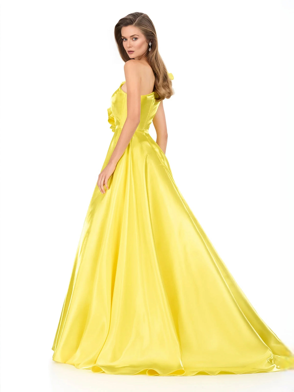 Aqua floor-length prom dress, alternate view showing the overall dress design