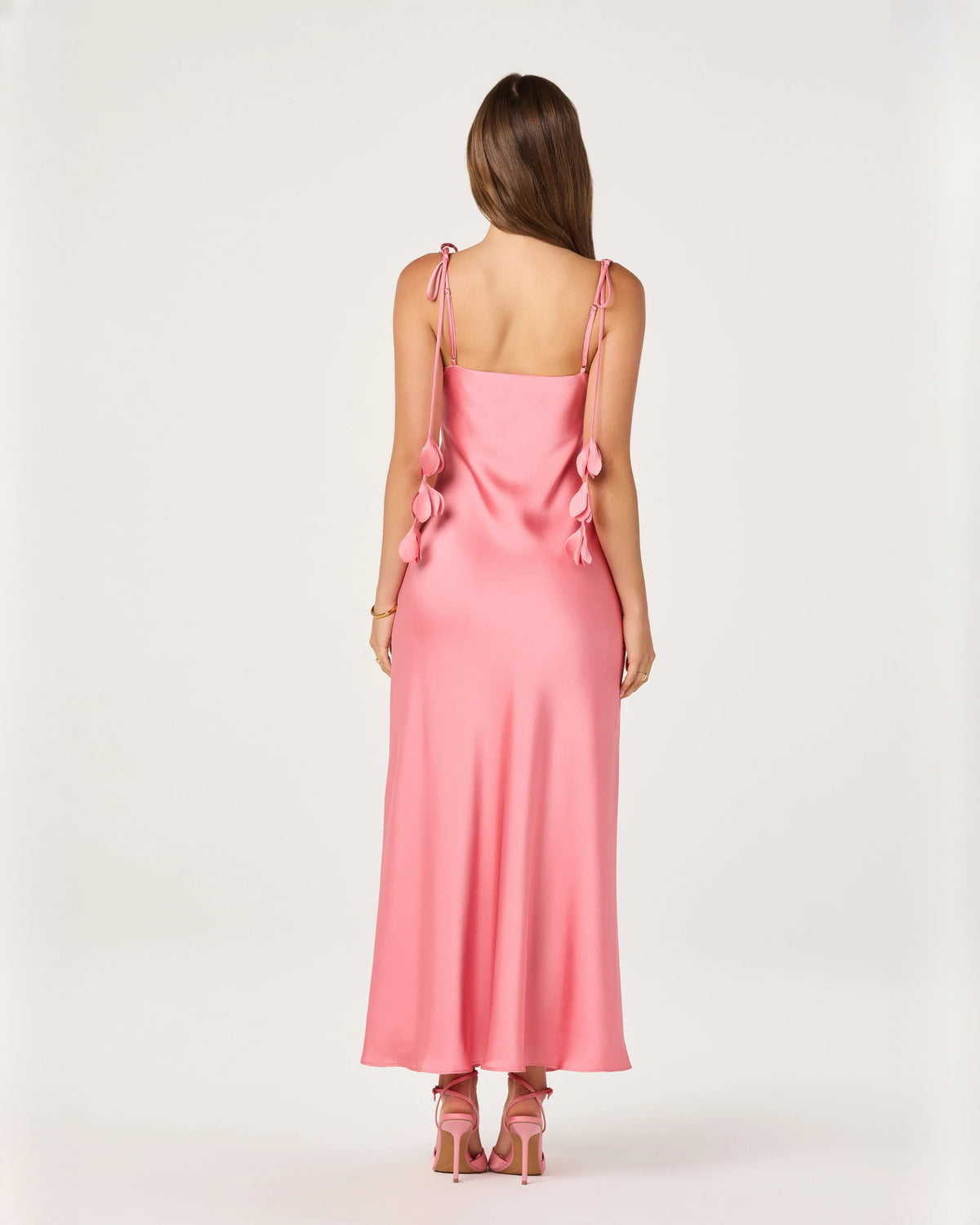 sleeveless satin a-line maxi bridesmaid dress - image 4