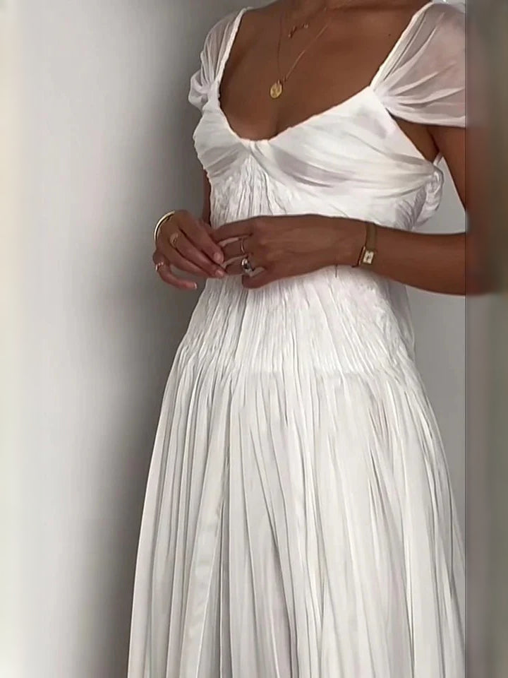 Ivory short wedding dress, alternate view showing the overall dress design