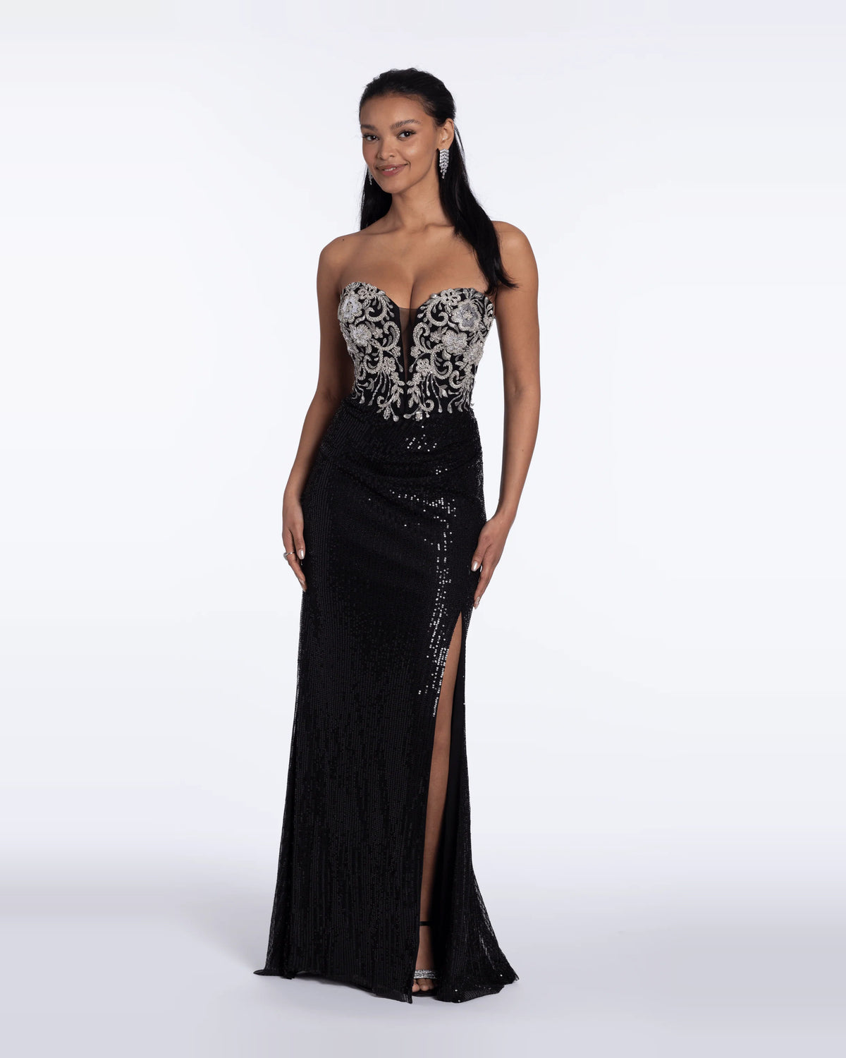 strapless column maxi prom dress - image 4