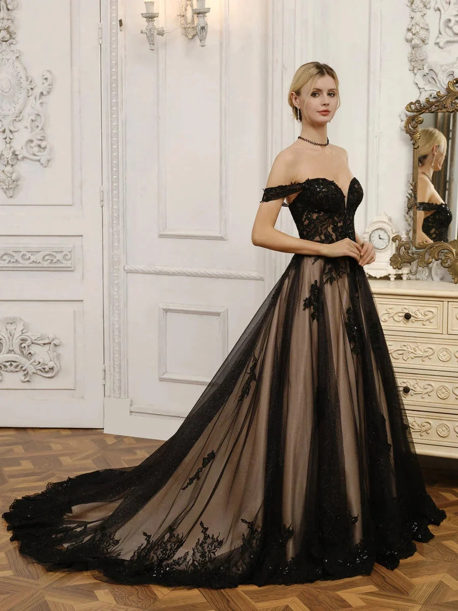 Black floor-length prom dress, alternate view showing the overall dress design