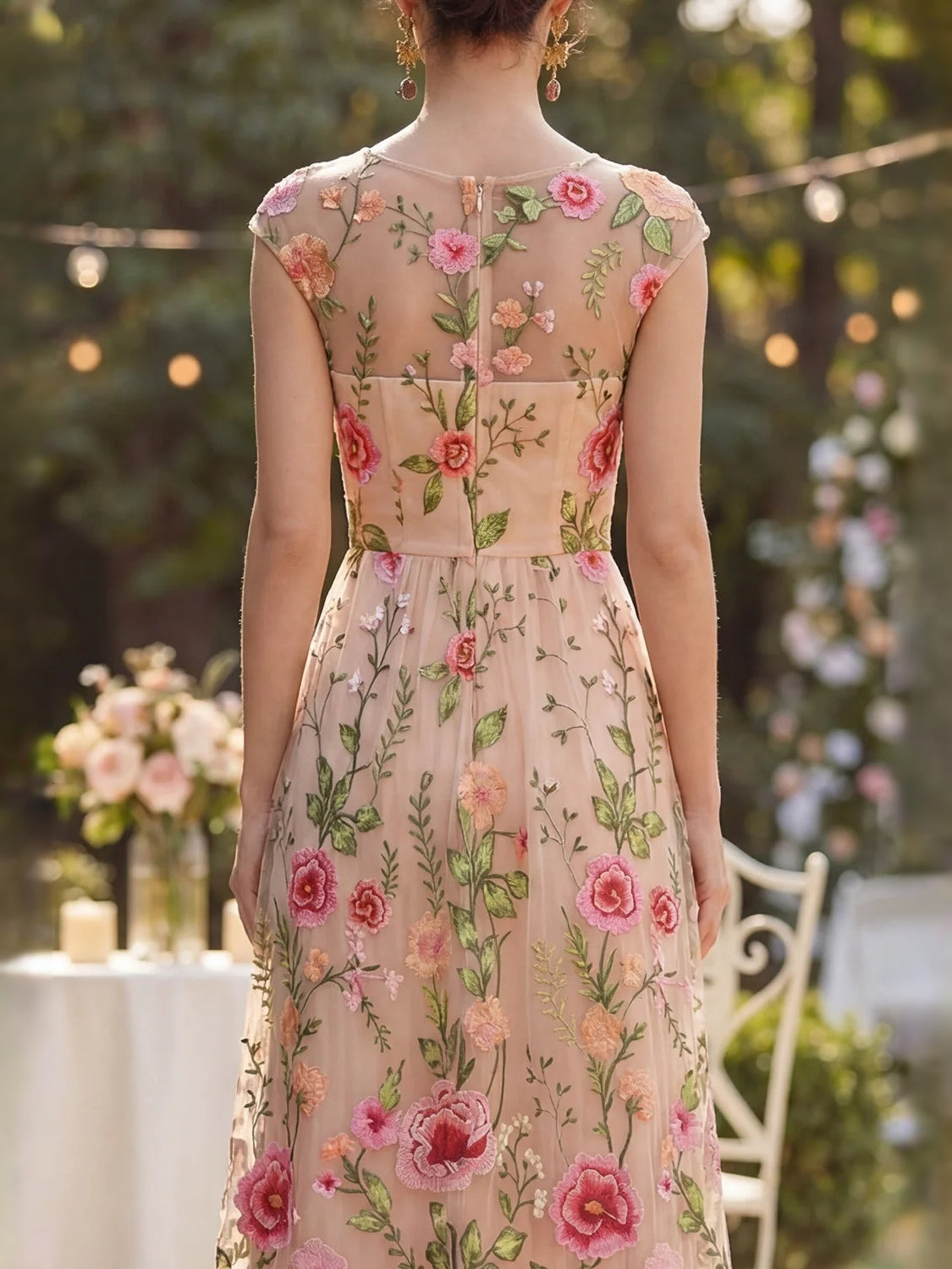 Rose Gold floor-length prom dress, alternate view showing the overall dress design