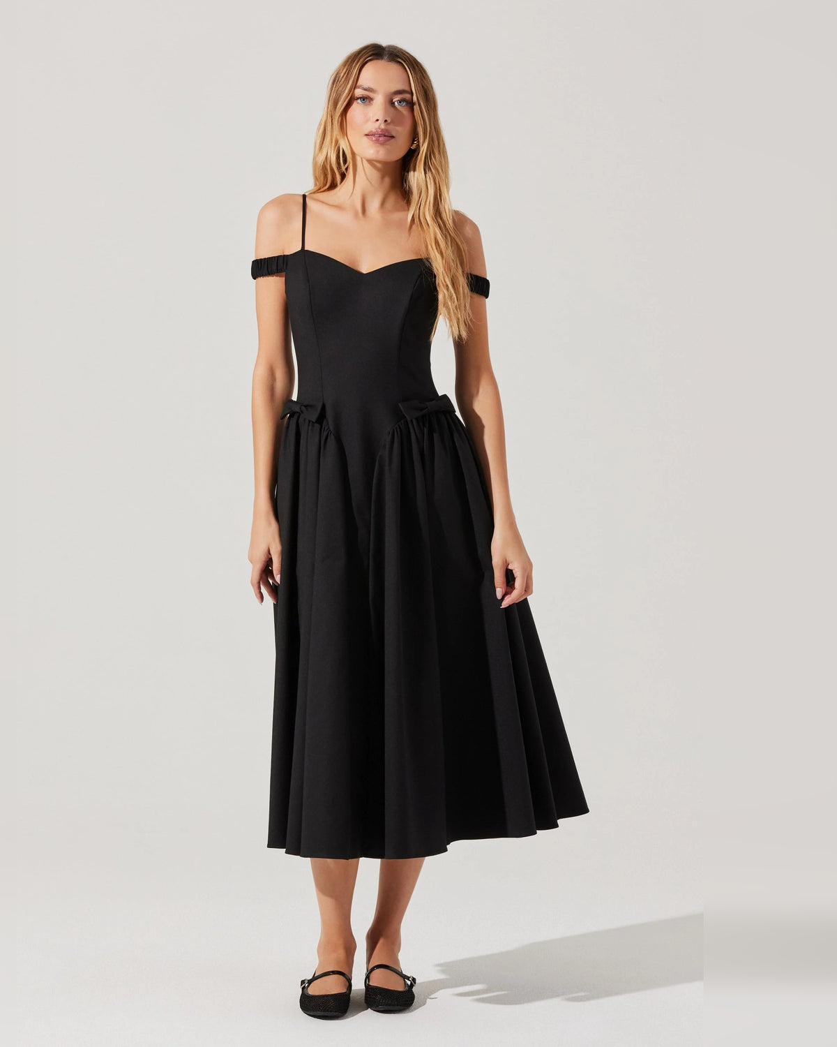 off-shoulder a-line midi formal dress - image 4