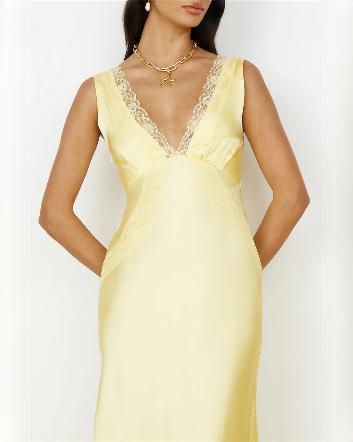 sleeveless satin a-line maxi bridesmaid dress - image 4
