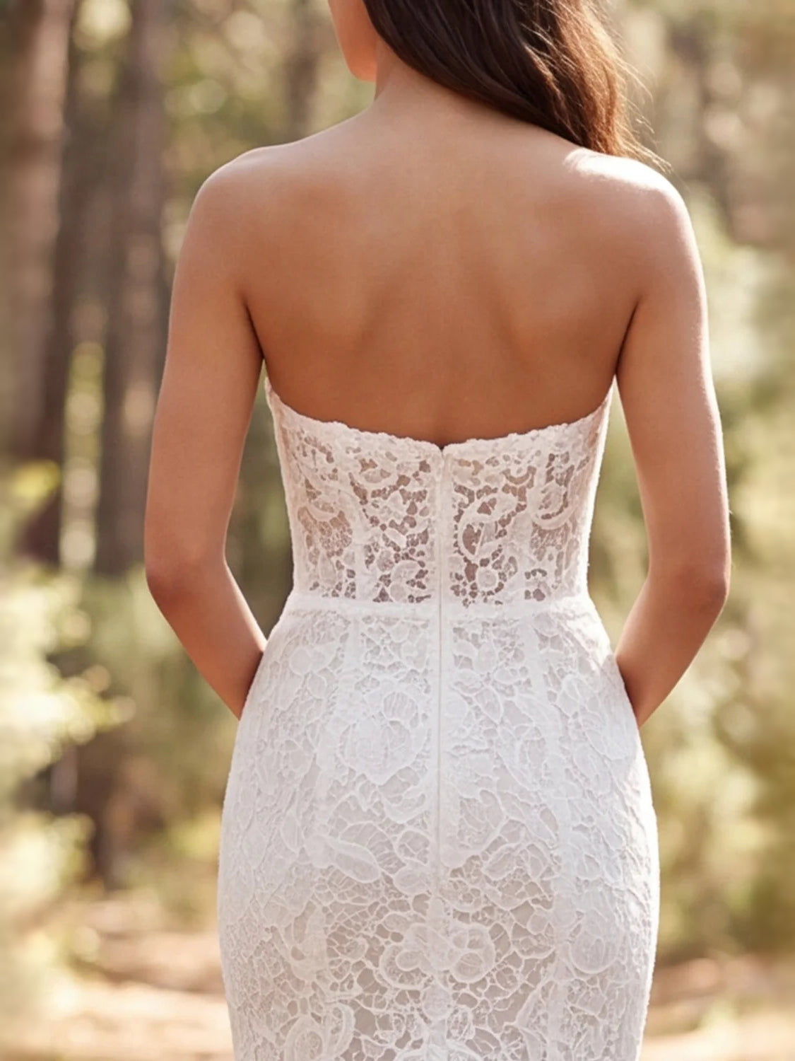 Ivory floor-length wedding dress, alternate view showing the overall dress design