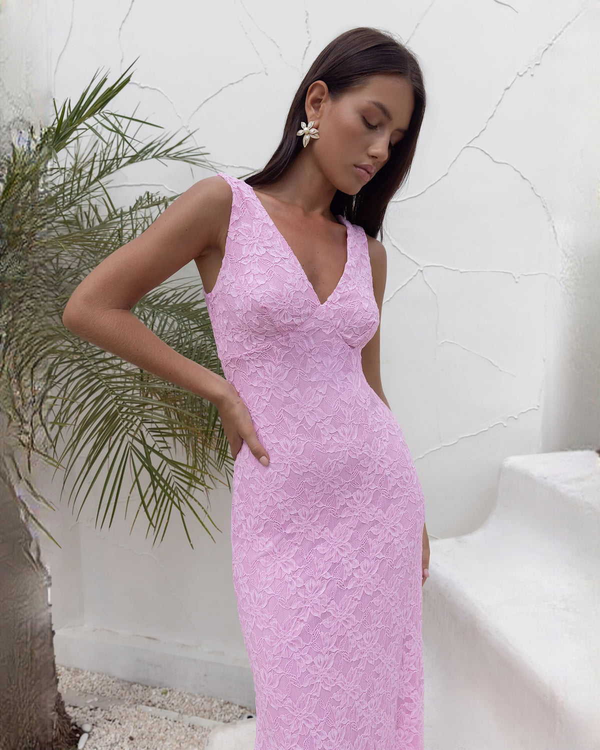 sleeveless mesh a-line maxi bridesmaid dress - image 4