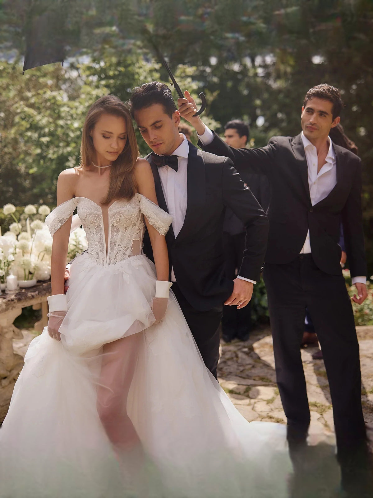 Ivory floor-length wedding dress, alternate view showing the overall dress design