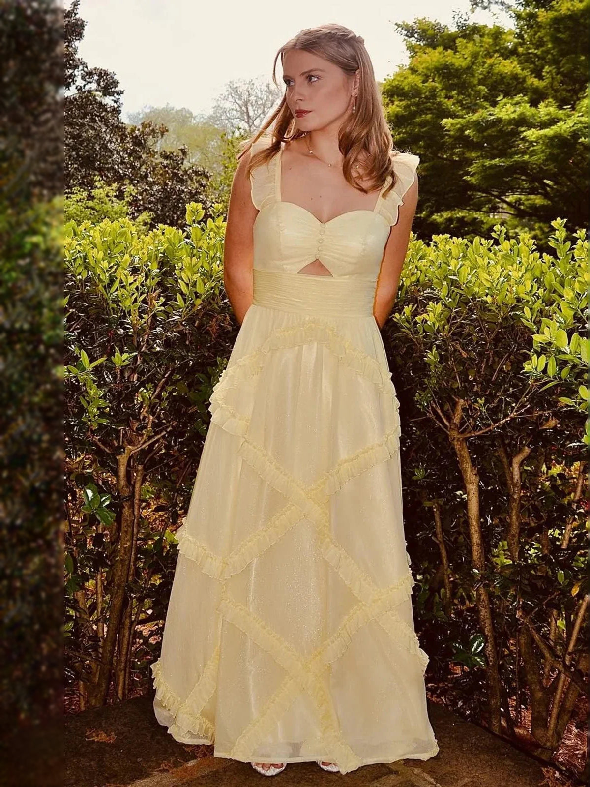 Daffodil maxi prom dress, alternate view showing the overall dress design