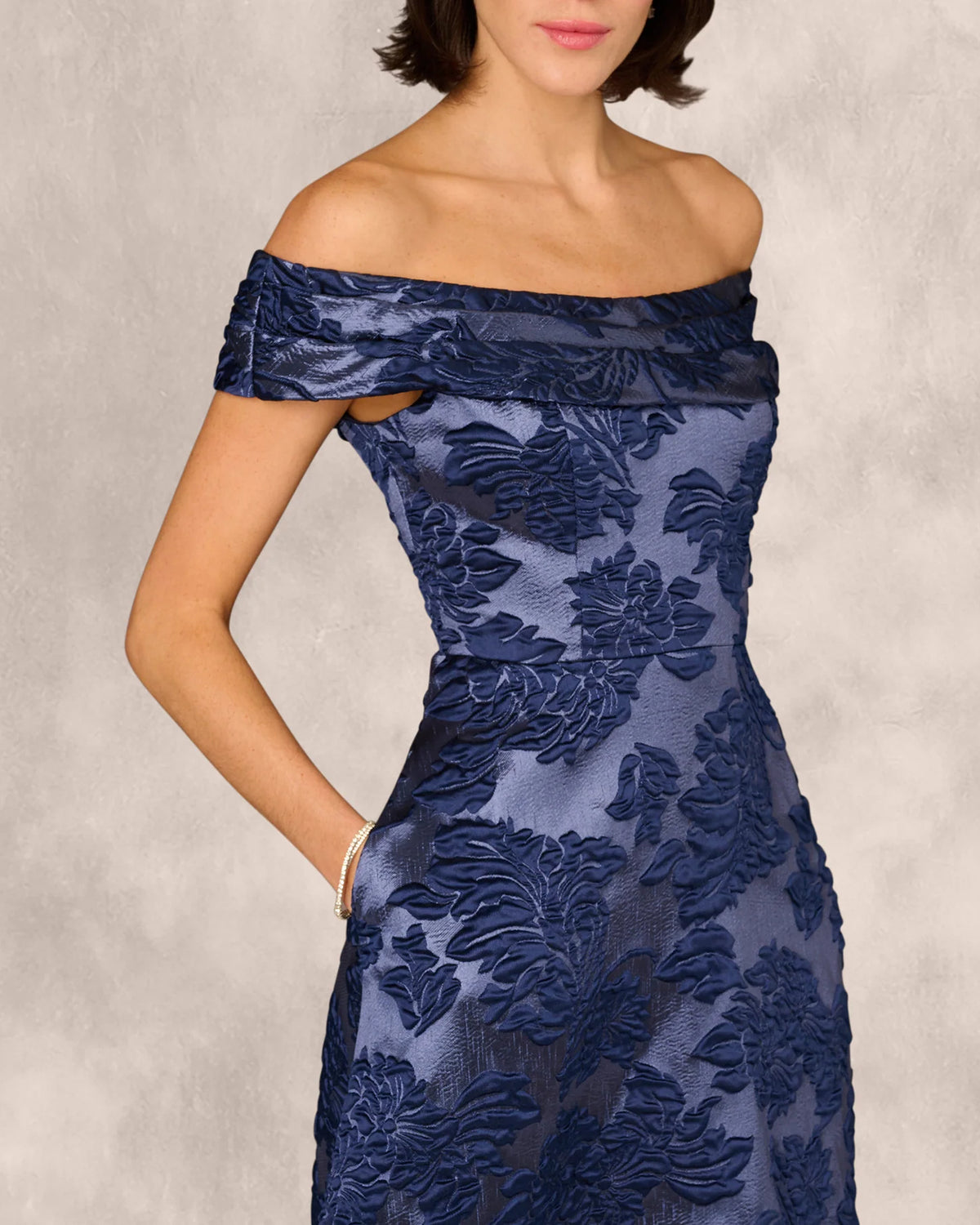 off-shoulder a-line maxi mother of the bride dress - image 4