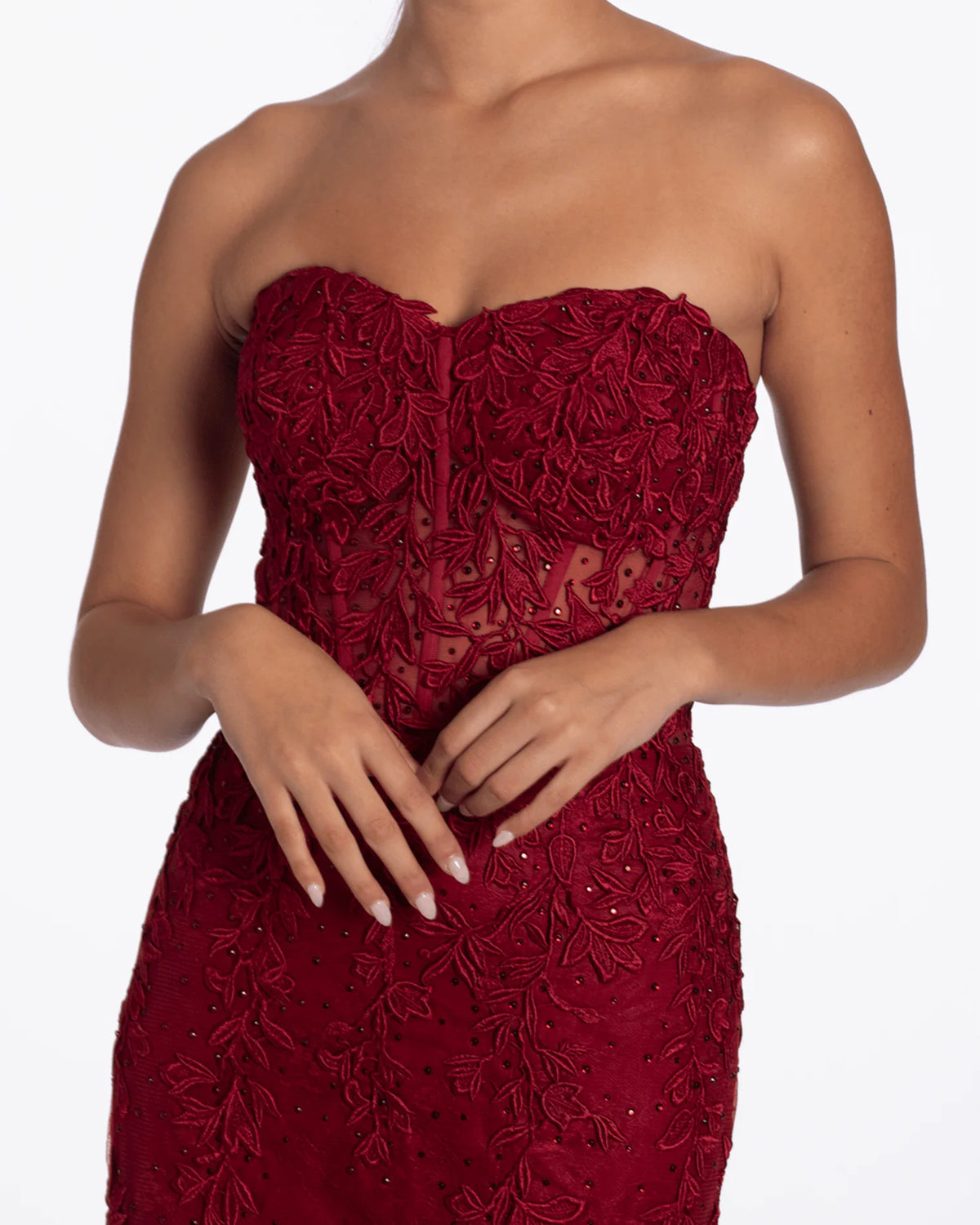 strapless column maxi prom dress - image 4