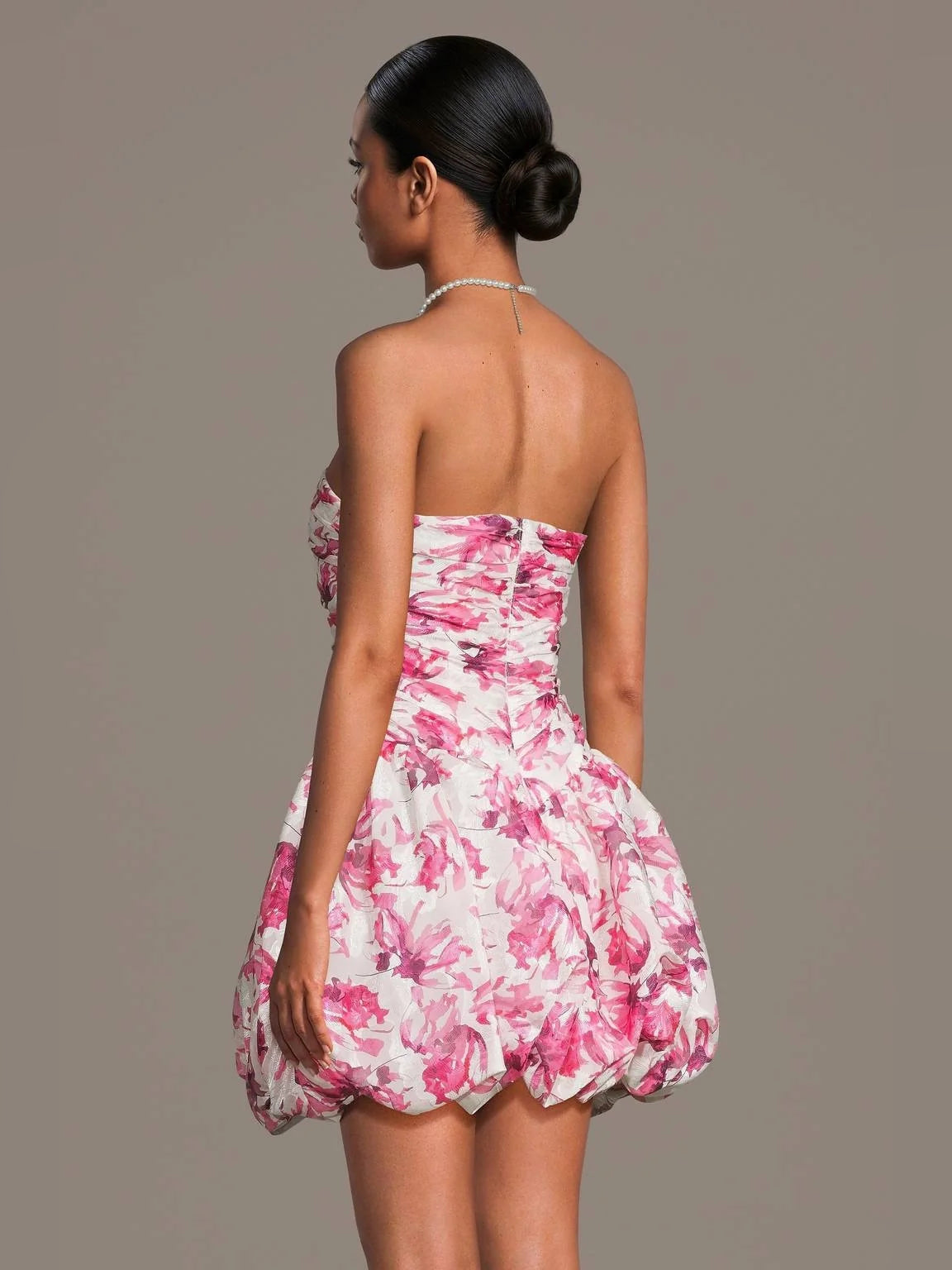 Pink mini homecoming dress, alternate view showing the overall dress design