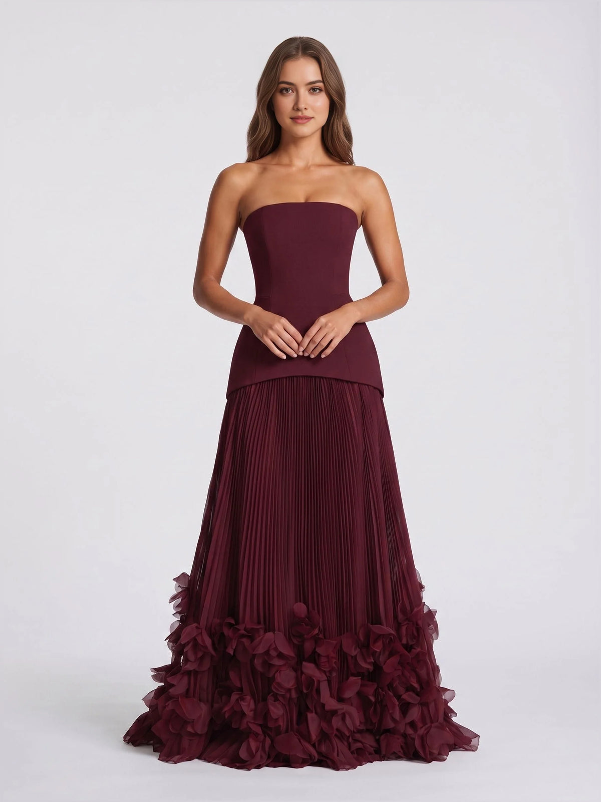Cabernet floor-length wedding dress, alternate view showing the overall dress design