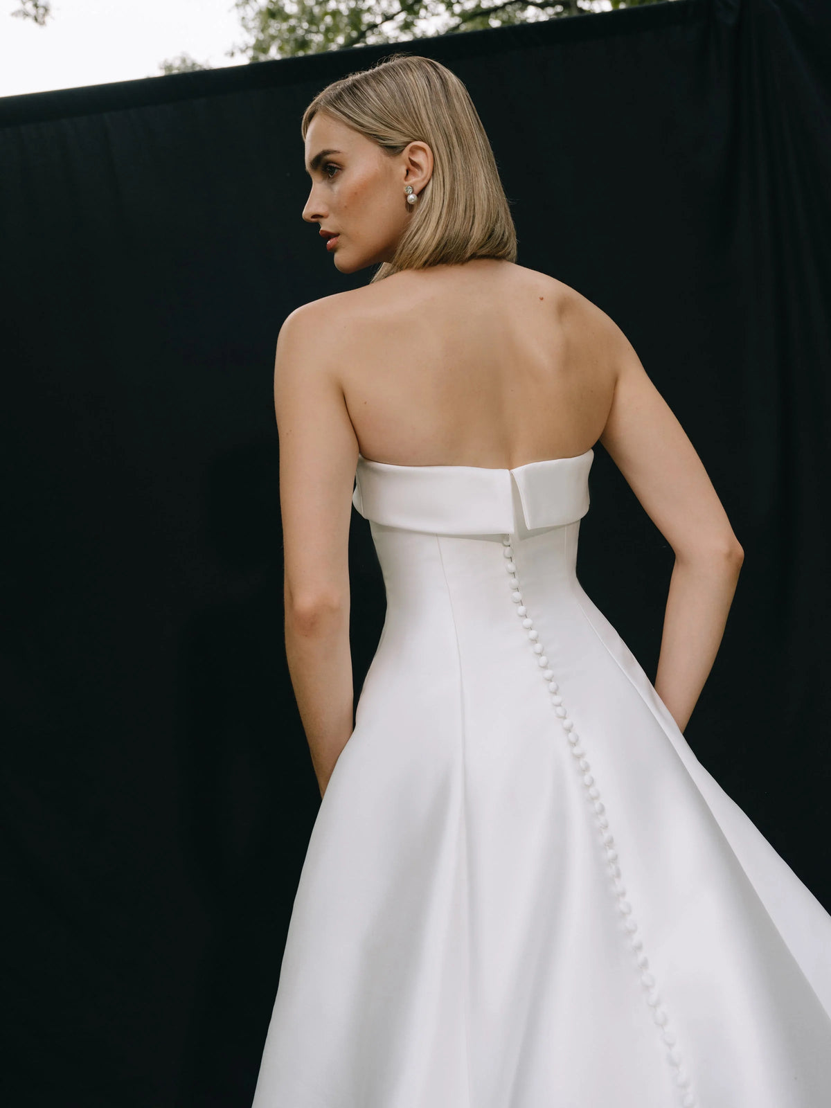 Ivory floor-length wedding dress, alternate view showing the overall dress design