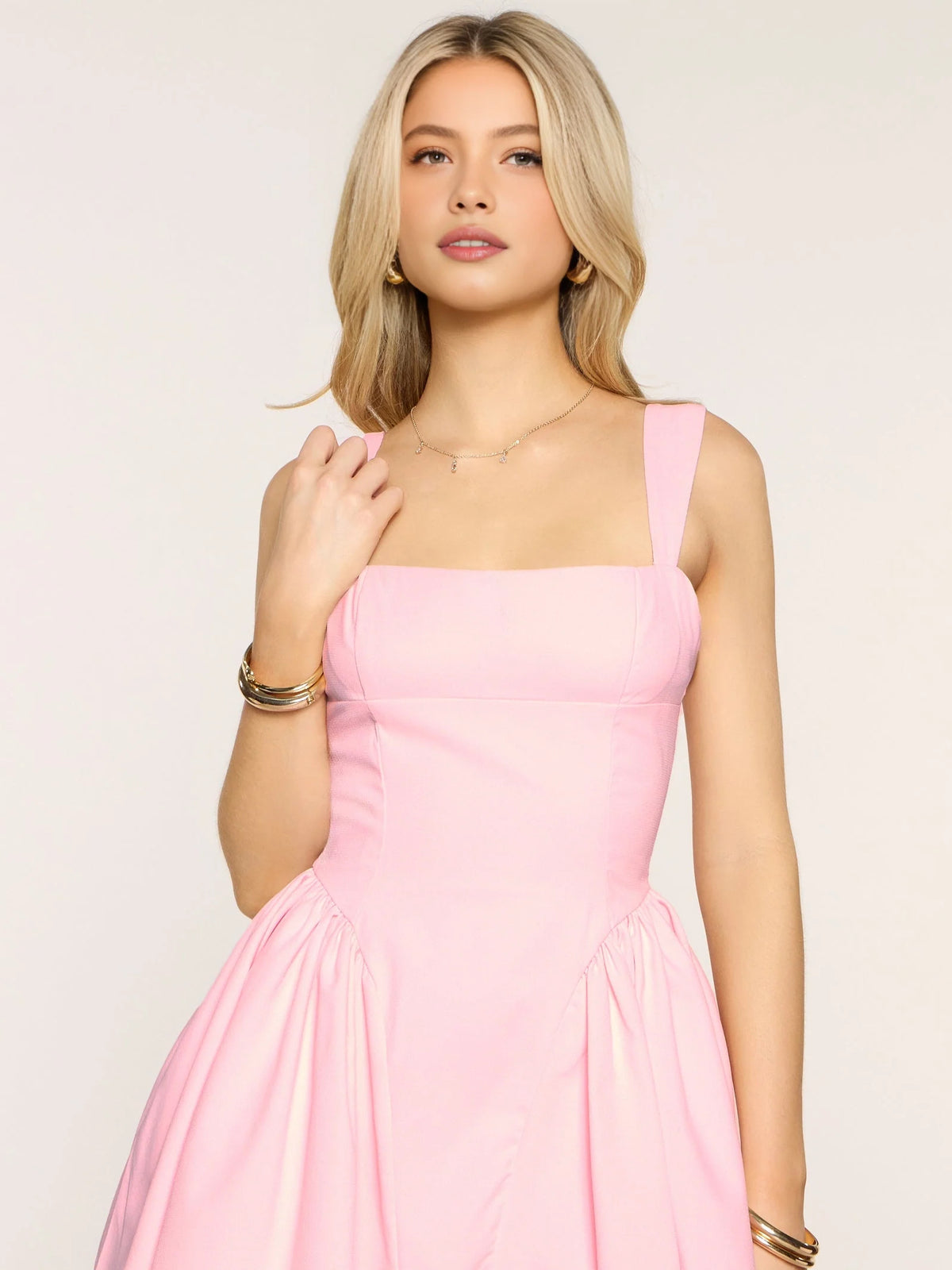 Light Pink mini homecoming dress, alternate view showing the overall dress design
