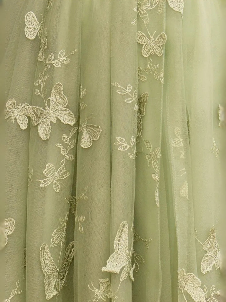 Sage Green floor-length prom dress, alternate view showing the overall dress design
