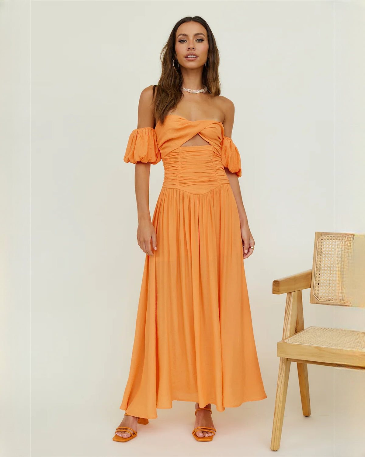 sleeveless chiffon a-line maxi bridesmaid dress - image 4