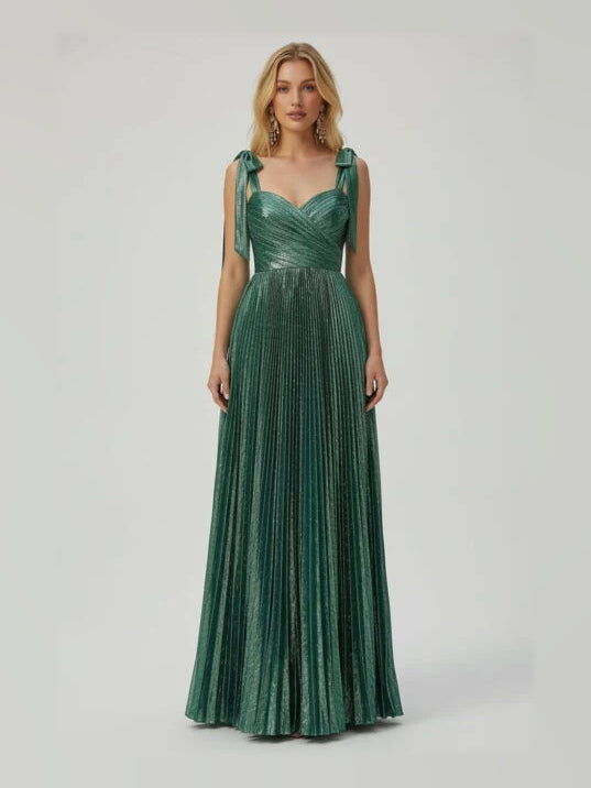 Green maxi prom dress, alternate view showing the overall dress design