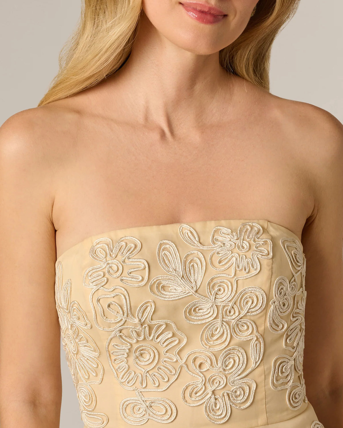 strapless a-line midi mother of the bride dress - image 4