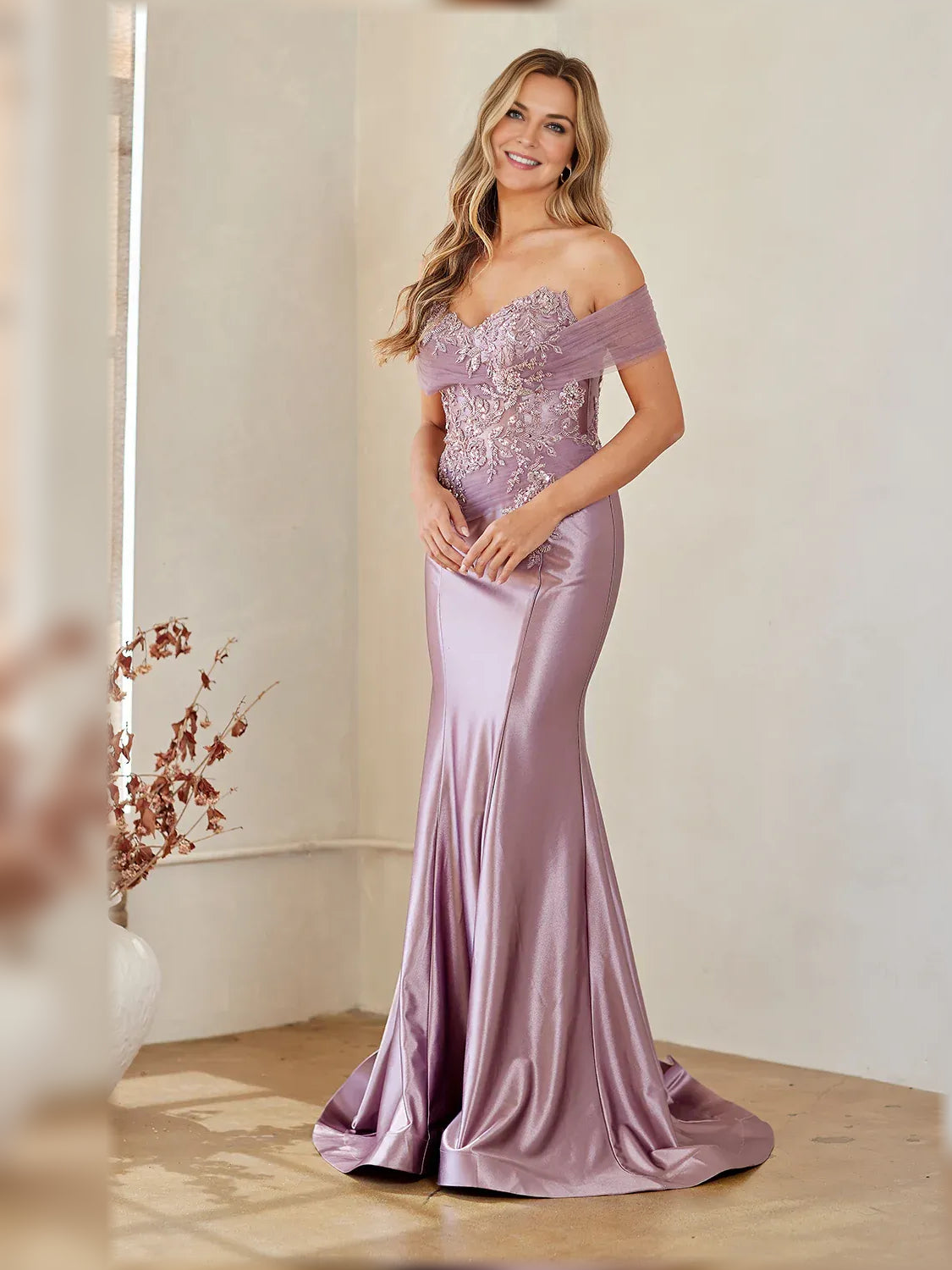 Wisteria mermaid floor-length formal dress with beading, alternate view showing the waist