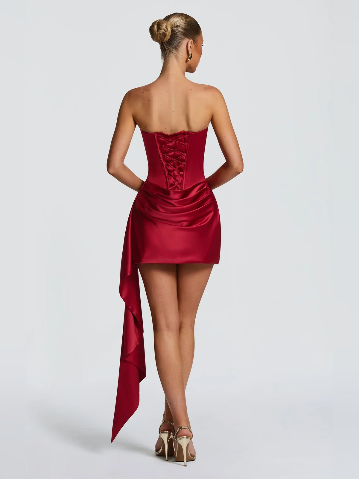 Black mini homecoming dress, alternate view showing the overall dress design
