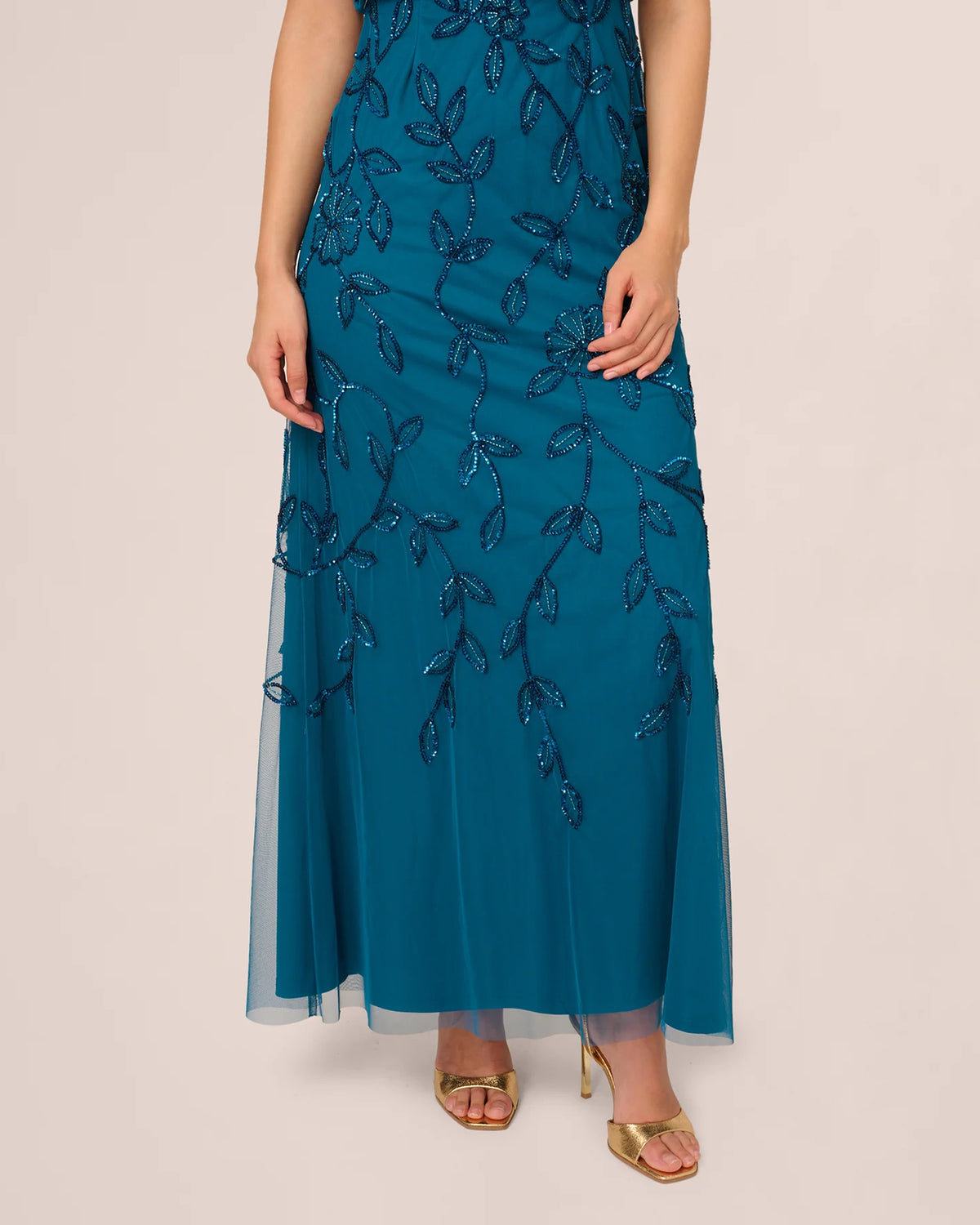 short-sleeve a-line maxi mother of the bride dress - image 4