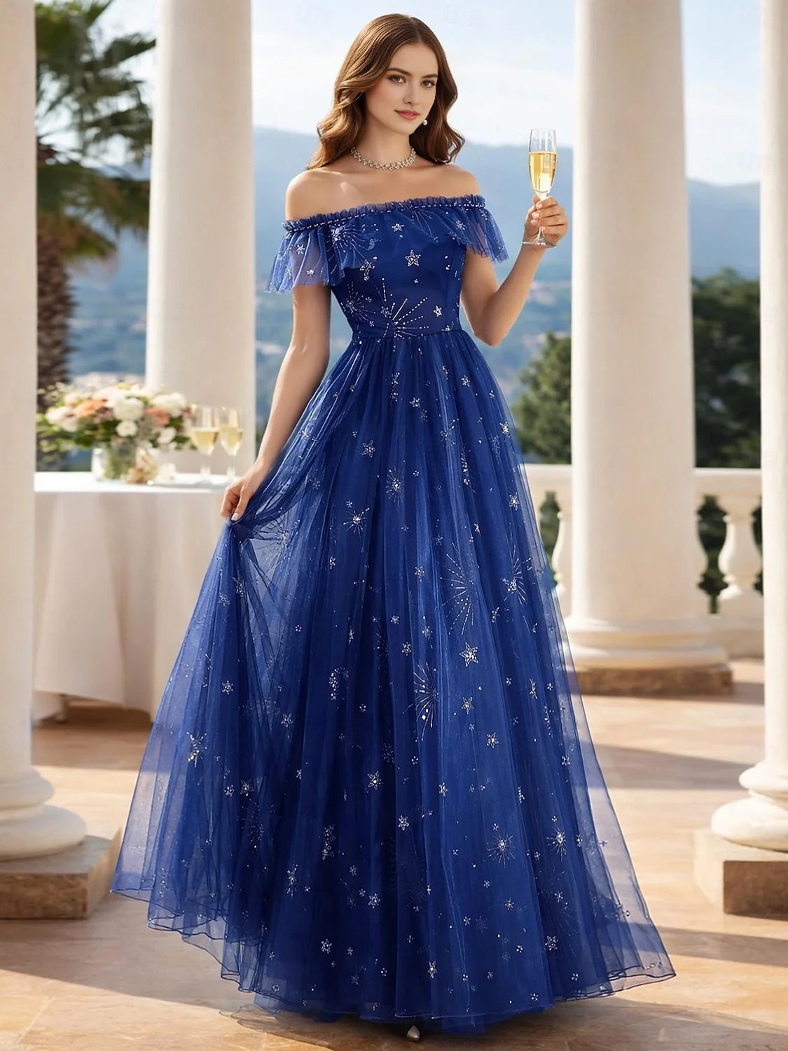 Light Gray floor-length prom dress, alternate view showing the overall dress design