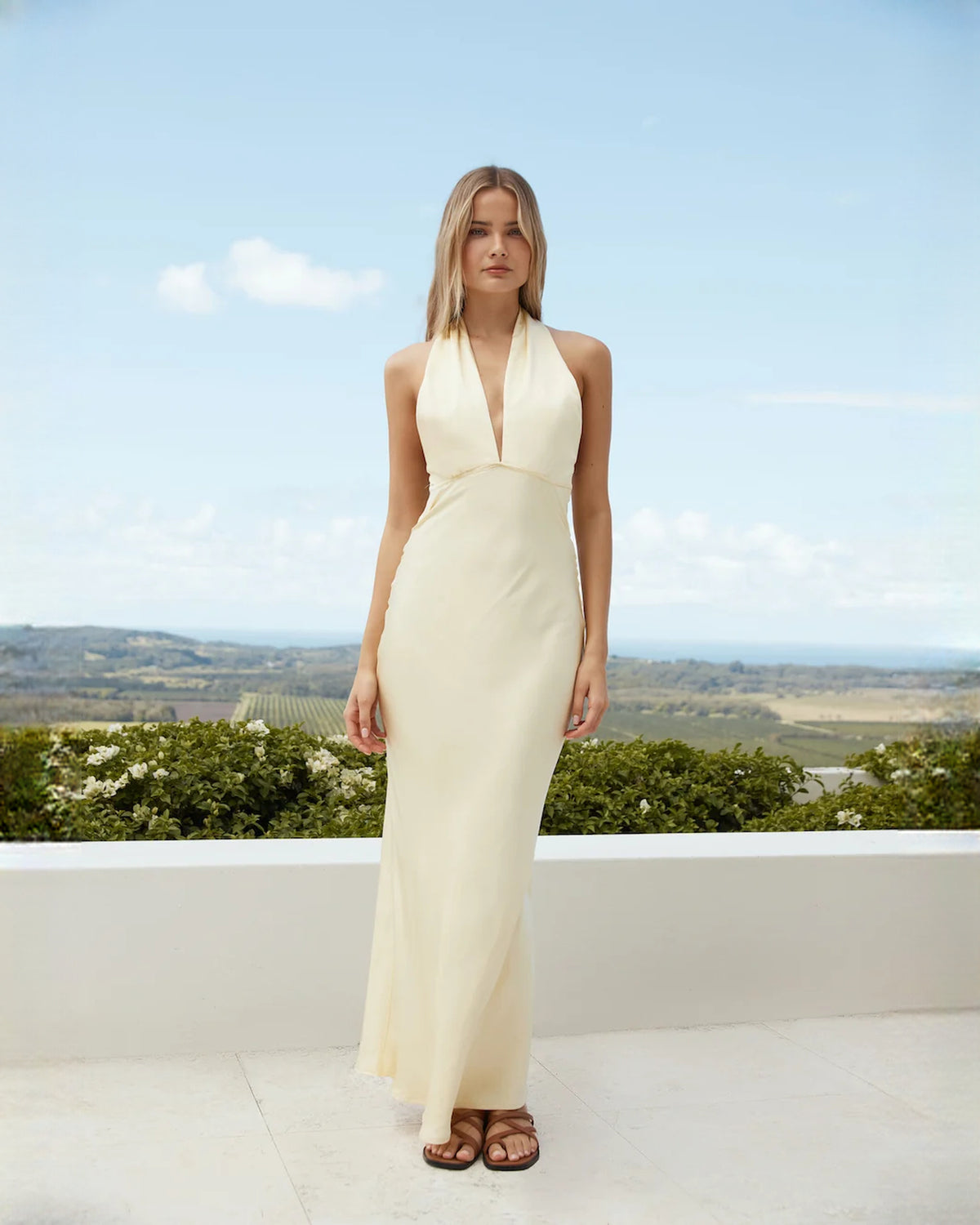 sleeveless satin a-line maxi bridesmaid dress - image 4
