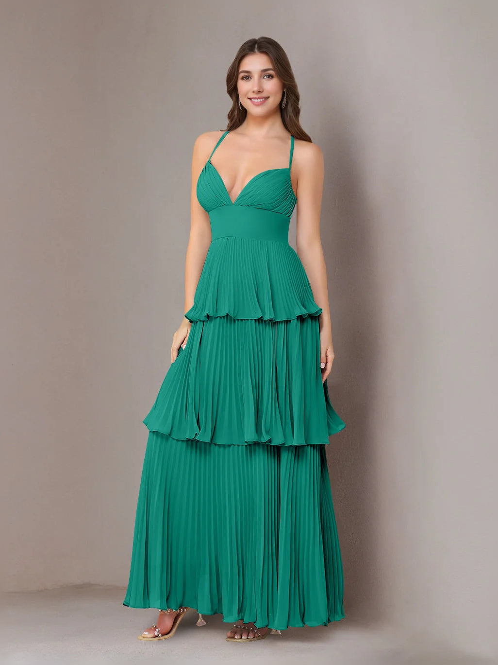 Jade maxi bridesmaid dress, alternate view showing the overall dress design