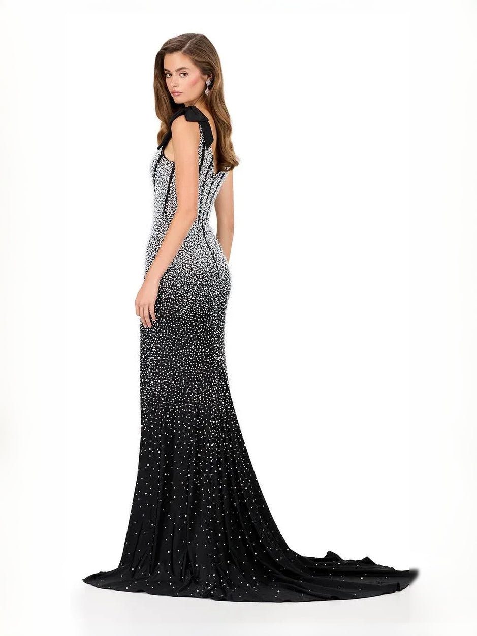 White floor-length prom dress, alternate view showing the overall dress design