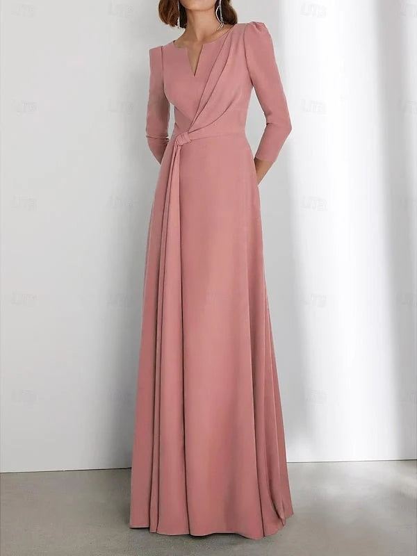 Pink floor-length mother of the bride dress, alternate view showing the overall dress design