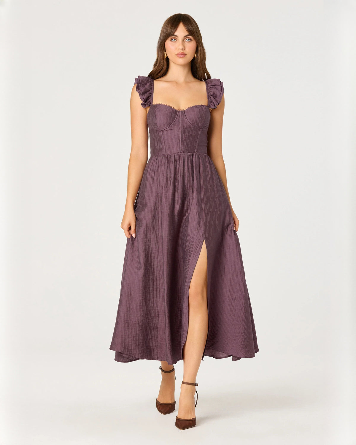 sweetheart structured satin a-line midi bridesmaid dress - image 4