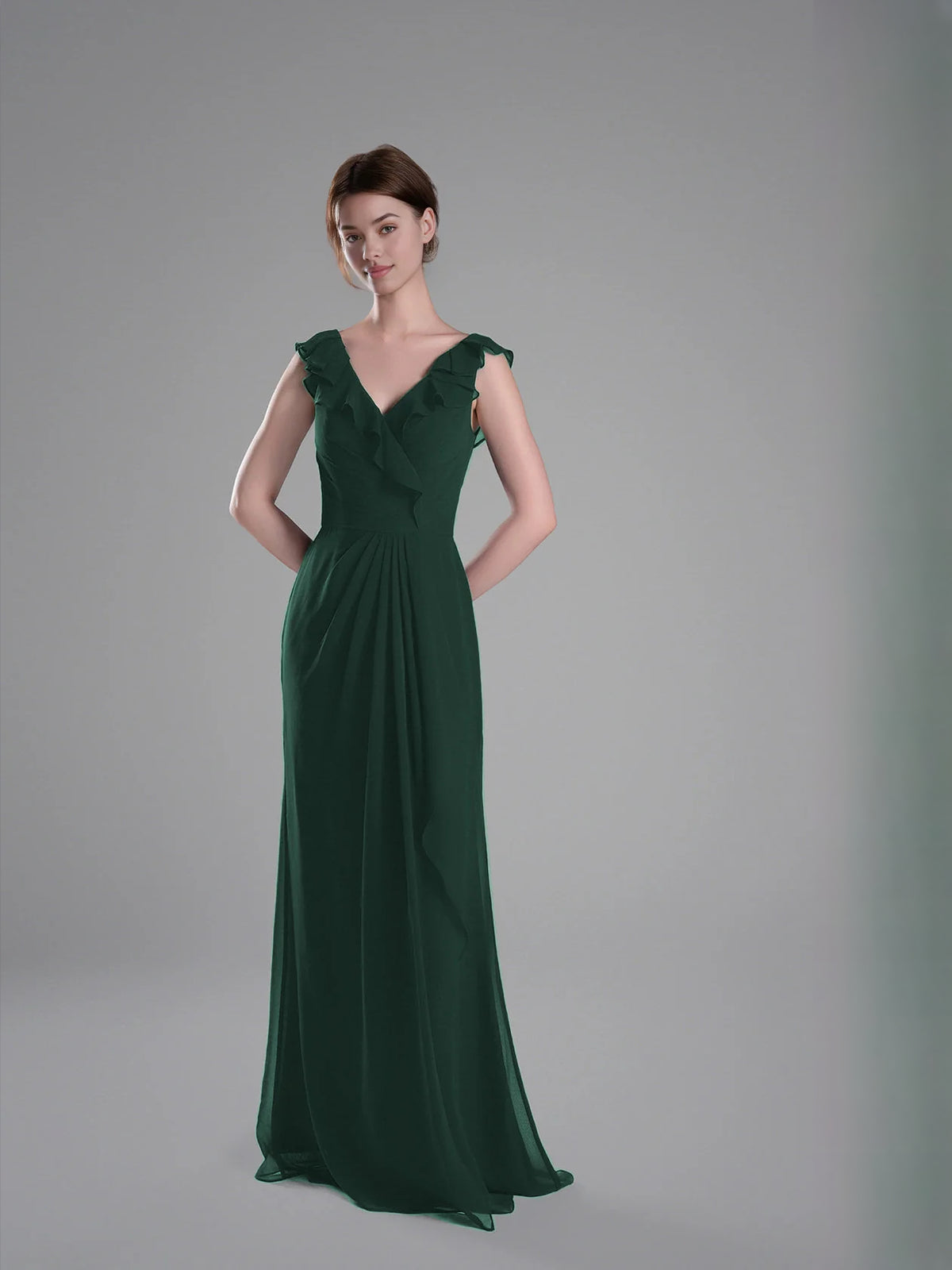 Emerald Green floor-length bridesmaid dress, alternate view showing the overall dress design