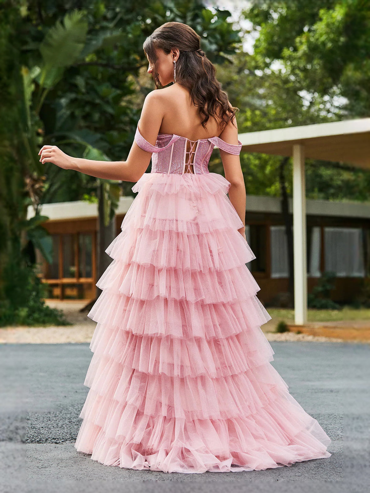 Blush Pink floor-length prom dress, alternate view showing the overall dress design