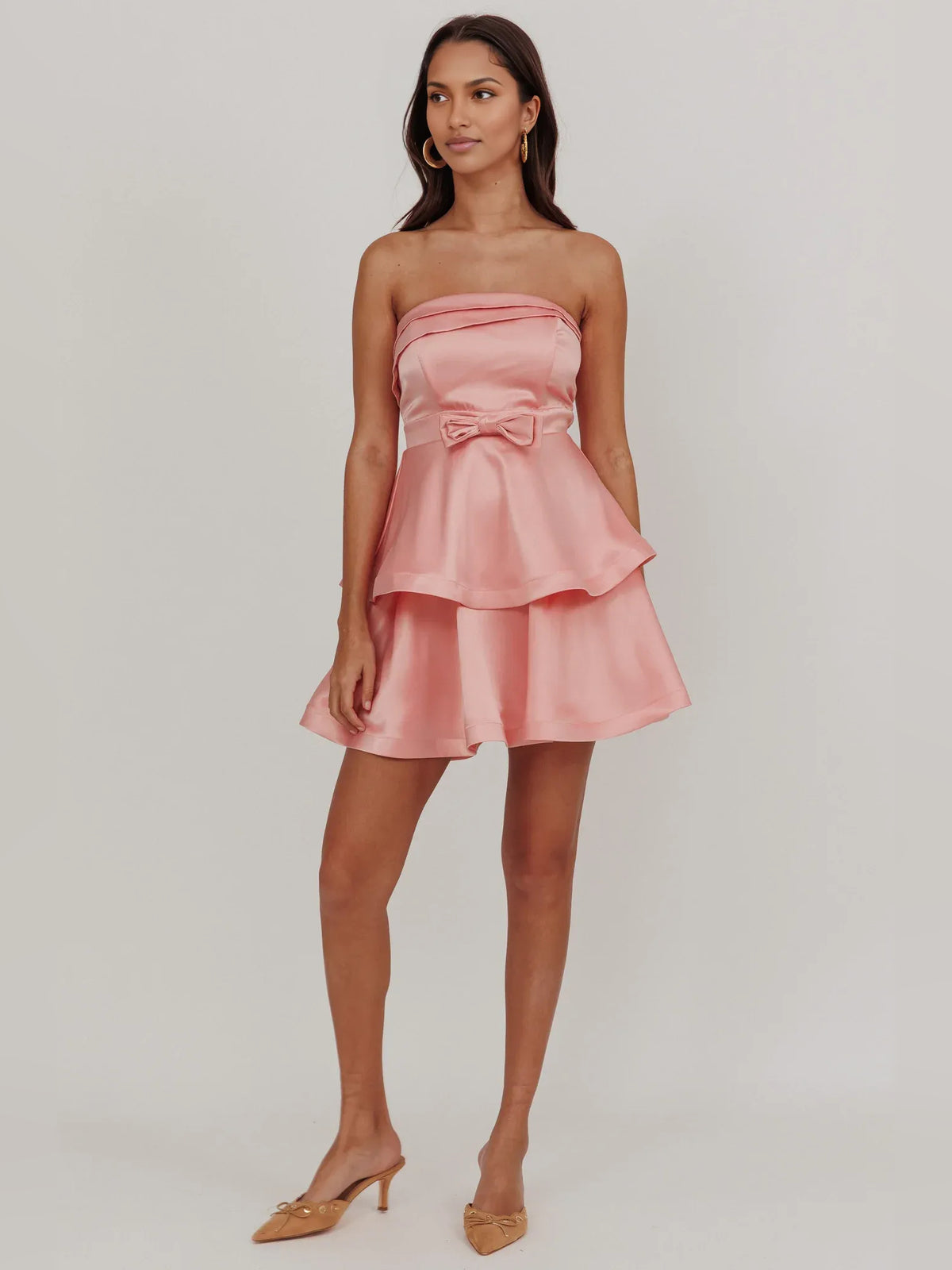 Pink mini homecoming dress, alternate view showing the overall dress design