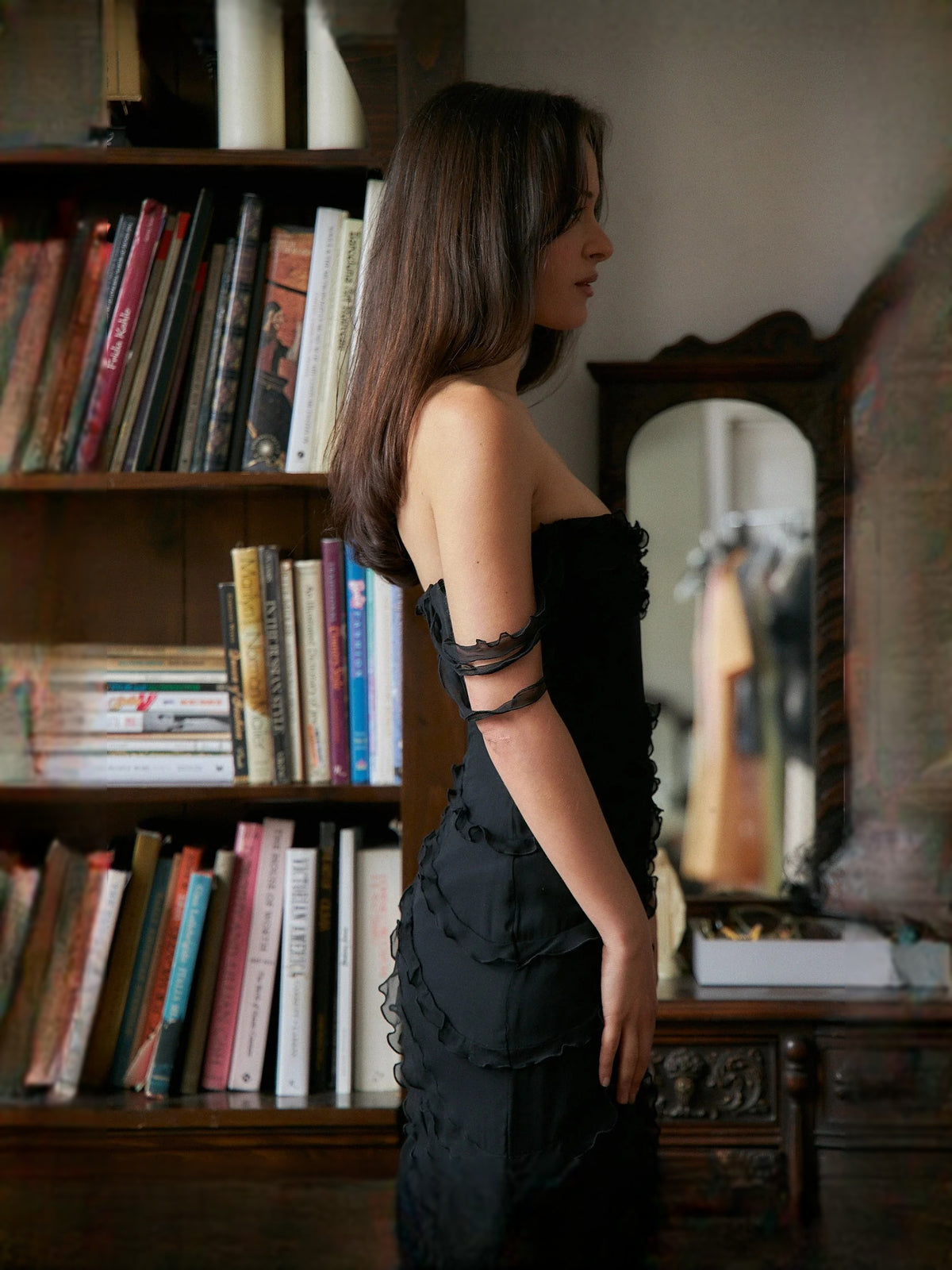 Black floor-length prom dress, alternate view showing the overall dress design
