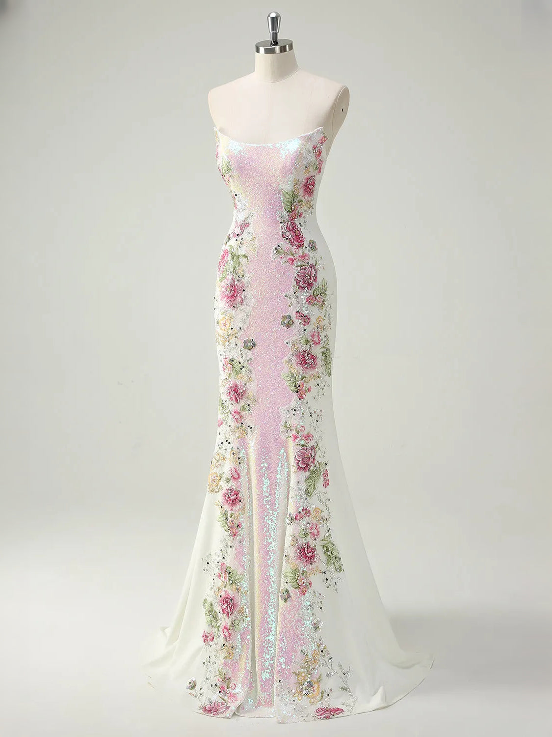 As Picture maxi prom dress, alternate view showing the overall dress design