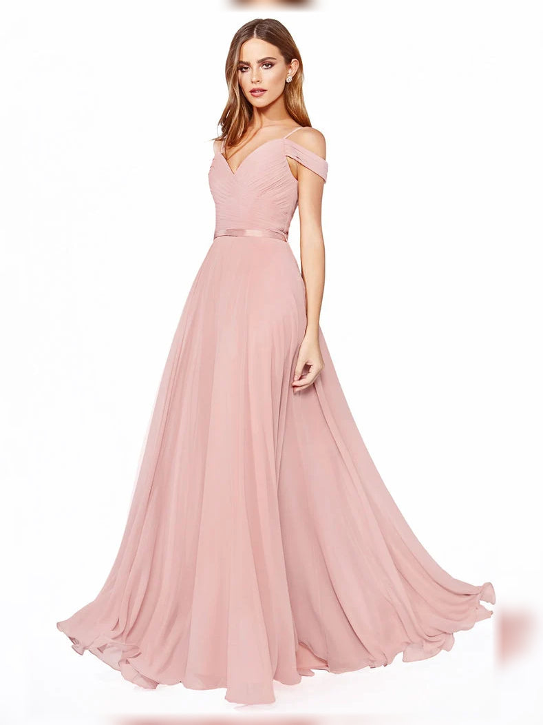 Dusty Rose floor-length bridesmaid dress, alternate view showing the overall dress design
