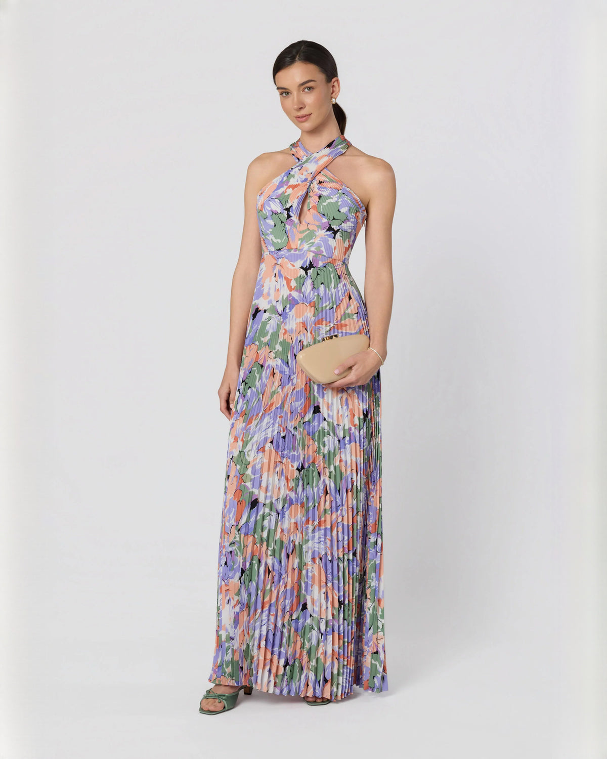 halter neck chiffon a-line maxi bridesmaid dress - image 4