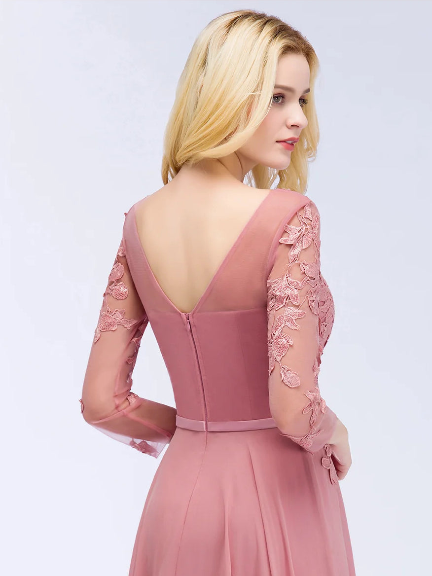 Dusty Pink floor-length prom dress, alternate view showing the overall dress design
