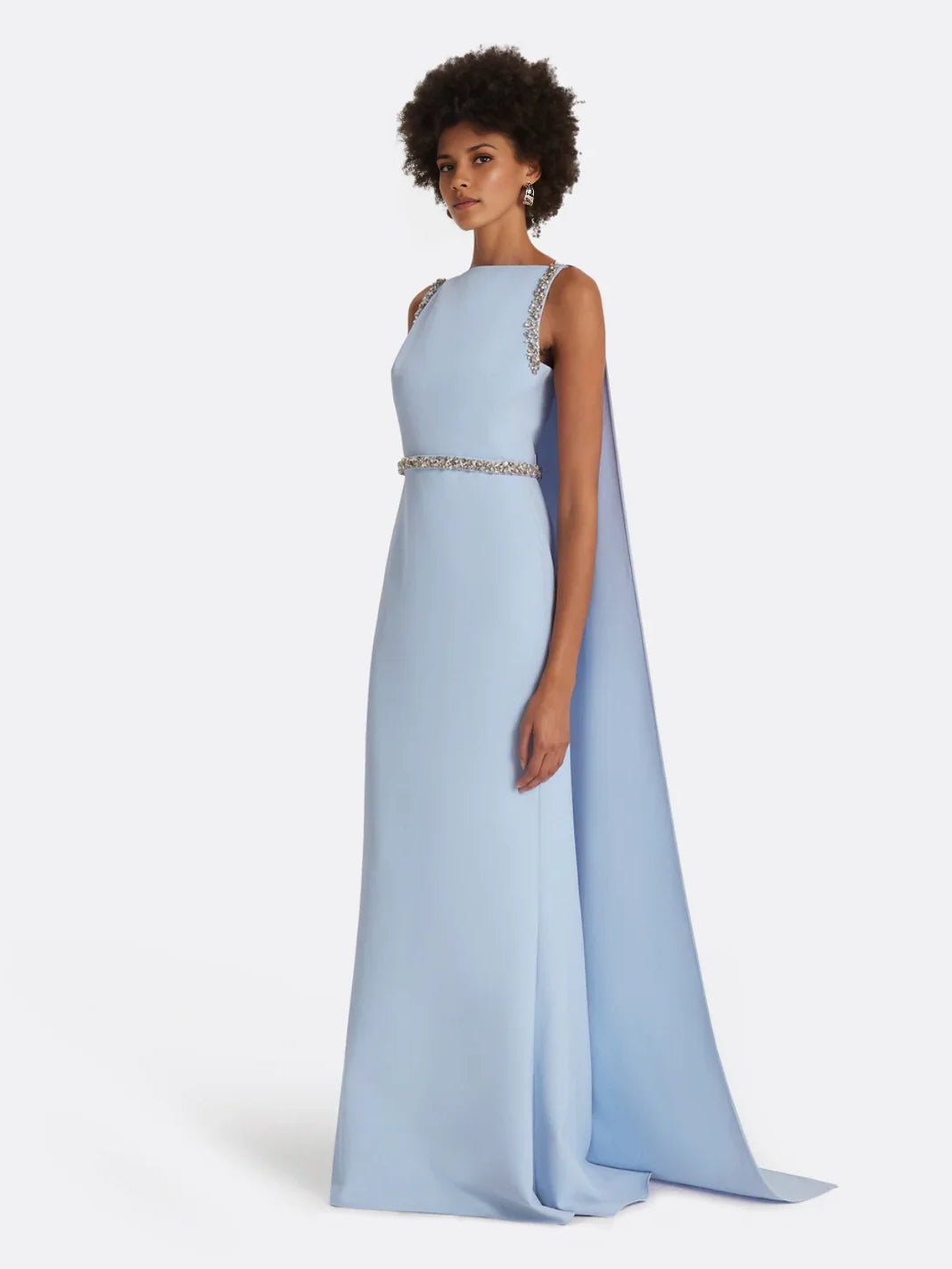 Pink mermaid floor-length formal dress, alternate view showing the waist