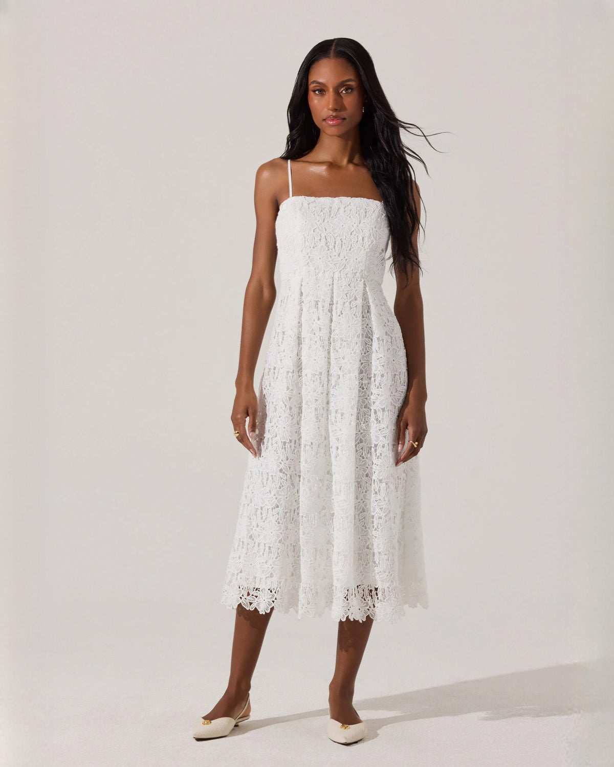 sleeveless mesh a-line midi bridesmaid dress - image 4