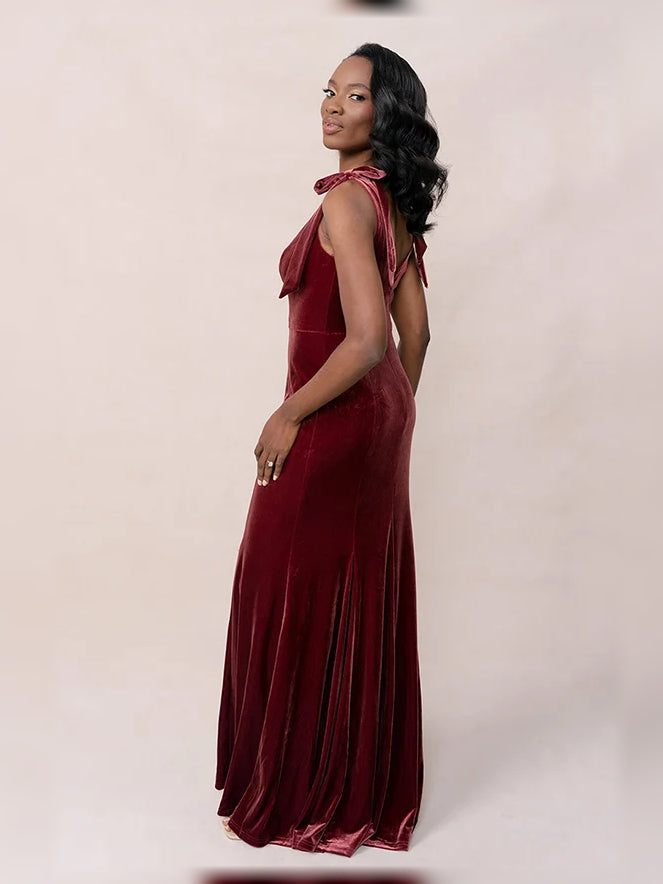 Black floor-length bridesmaid dress, alternate view showing the overall dress design